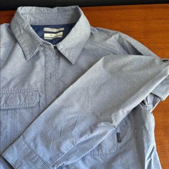 Columbia omni shade sun protection Light Blue Button-Up Shirt new !! - Picture 5 of 14